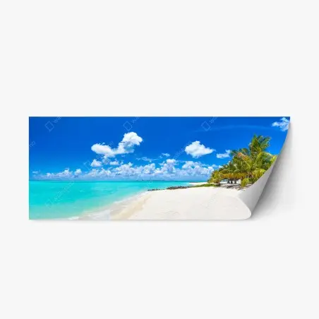 Sticker repositionnable panorama de plage tropicale aux Maldives – Wallnifity®