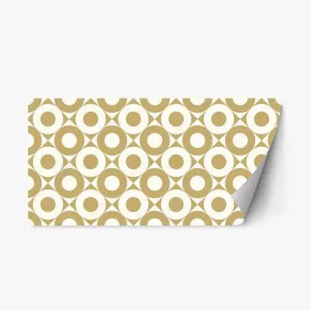 Sticker repositionnable motif géométrique rétro beige et crème – Wallnifity®