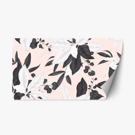 Sticker repositionnable motif botanique monochrome sur fond rose – Wallnifity®