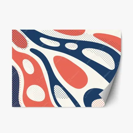 Sticker repositionnable composition organique corail et bleu marine – Wallnifity®