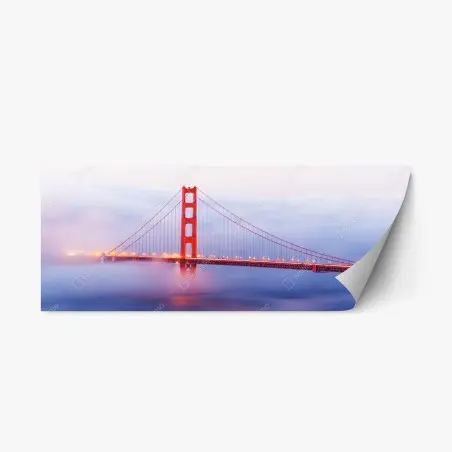 Sticker repositionnable pont emblématique de San Francisco dans la brume – Wallnifity®