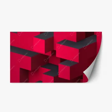 Sticker repositionnable composition cubique rouge et noire – Wallnifity®