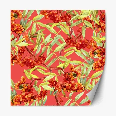 Sticker repositionnable motif de sorbier aux baies rouges à l'aquarelle – Wallnifity®