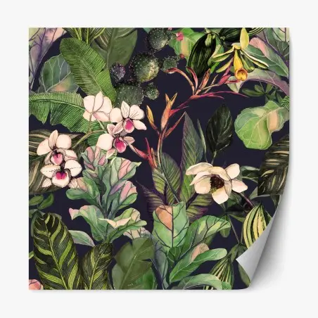 Sticker repositionnable jungle florale en aquarelle – Wallnifity®