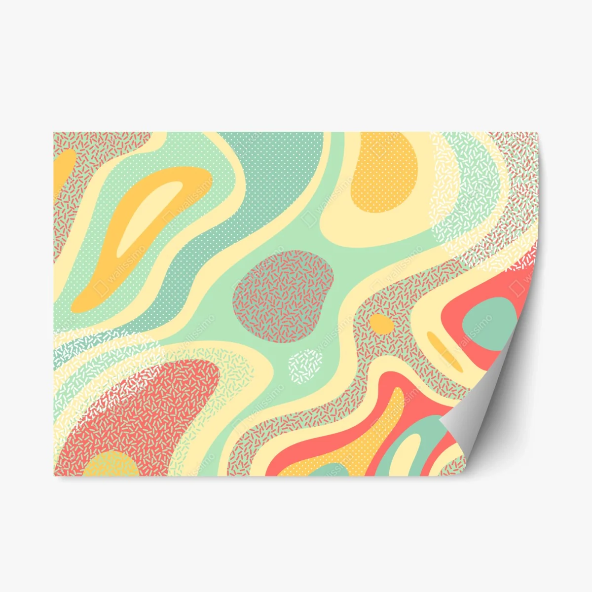 Sticker repositionnable composition abstraite menthe et corail aux motifs organiques – Wallnifity® Sticker repositionnable composition abstraite menthe et corail aux motifs organiques – Wallnifity®