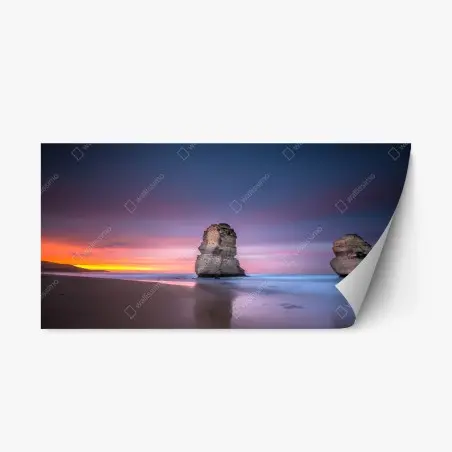 Sticker repositionnable paysage côtier au coucher de soleil – Wallnifity®