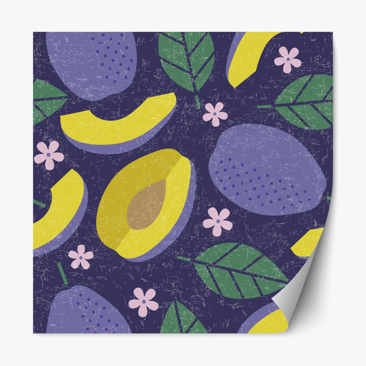 Sticker repositionnable prunes et fleurs motif décoratif vintage – Wallnifity®
