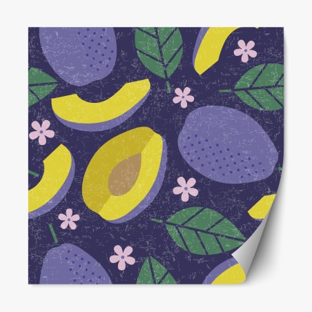 Sticker repositionnable prunes et fleurs motif décoratif vintage – Wallnifity®