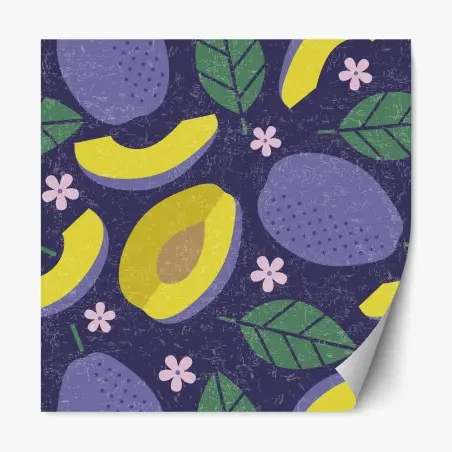 Sticker repositionnable prunes et fleurs motif décoratif vintage – Wallnifity®