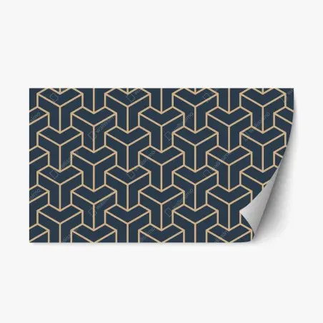 Sticker repositionnable motif géométrique bleu marine et doré en 3d – Wallnifity®