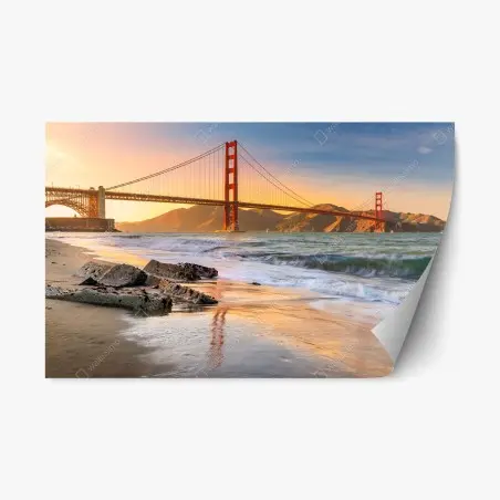 Sticker repositionnable pont du Golden Gate à San Francisco au coucher de soleil – Wallnifity®