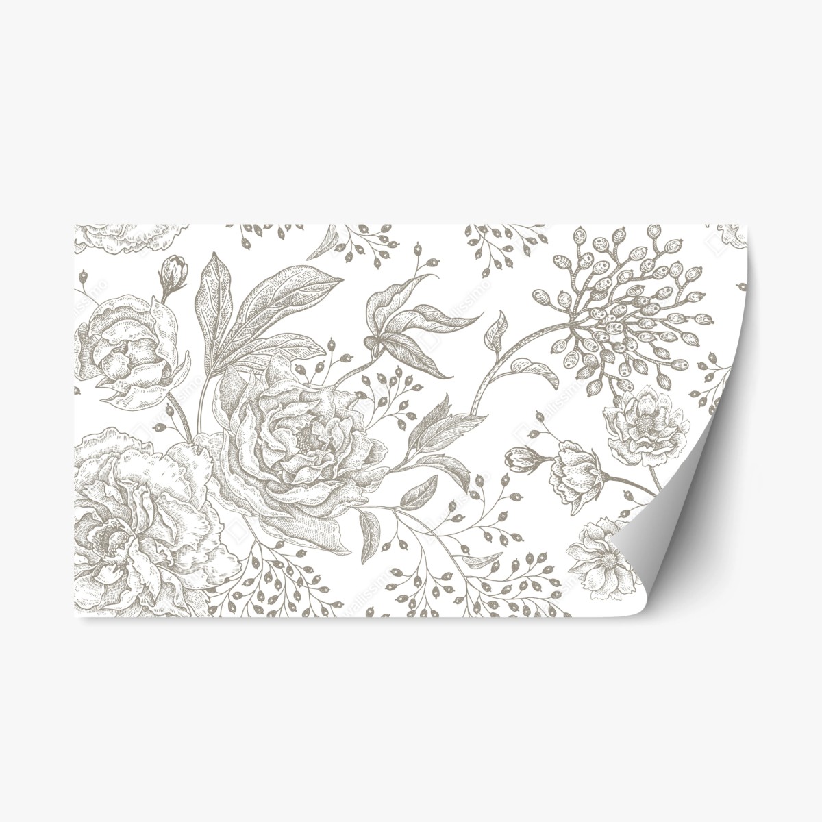 Sticker repositionnable fleurs vintage en lignes délicates – Wallnifity®