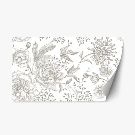 Sticker repositionnable fleurs vintage en lignes délicates – Wallnifity®