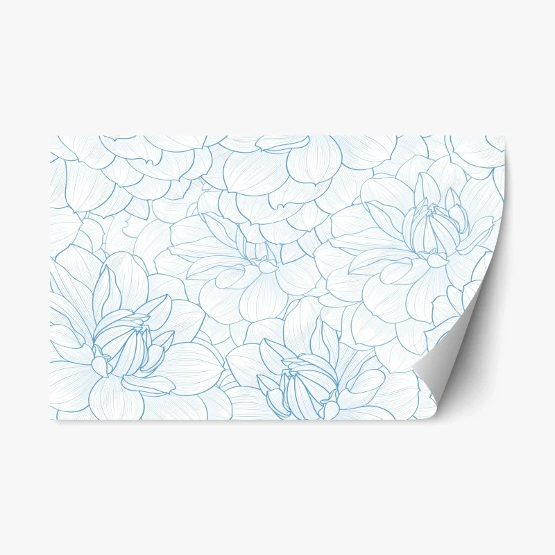 Sticker repositionnable motif floral délicat en esquisse bleue – Wallnifity® Sticker repositionnable motif floral délicat en esquisse bleue – Wallnifity®