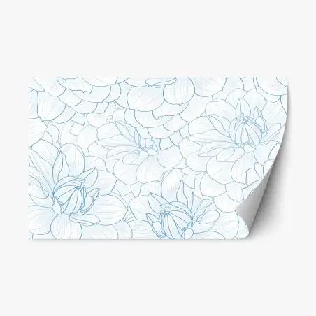 Sticker repositionnable motif floral délicat en esquisse bleue – Wallnifity®