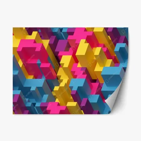 Sticker repositionnable motif voxel coloré abstrait – Wallnifity®