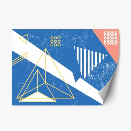 Sticker repositionnable composition géométrique bleue et jaune – Wallnifity®