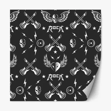 Sticker repositionnable motif rock vintage noir et blanc – Wallnifity®
