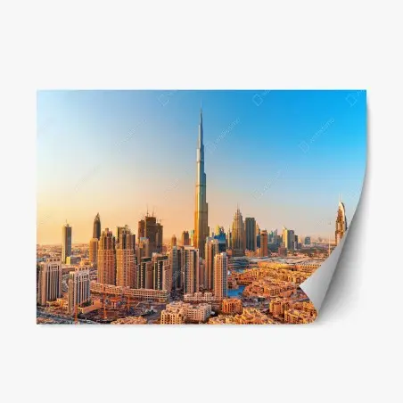 Sticker repositionnable paysage urbain de Dubaï au coucher de soleil – Wallnifity®