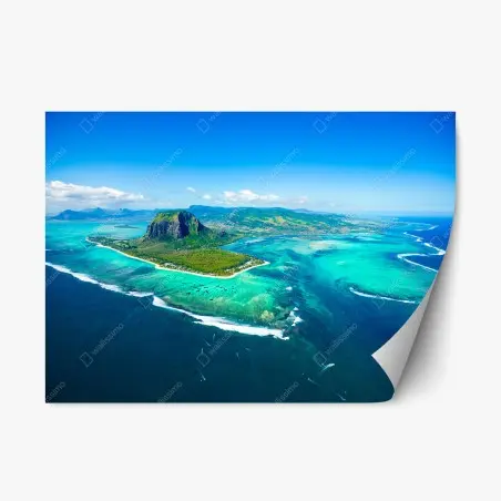 Sticker repositionnable panorama aérien du Morne Brabant et lagon turquoise – Wallnifity®