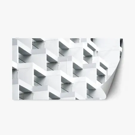 Sticker repositionnable façade géométrique en béton blanc – Wallnifity®