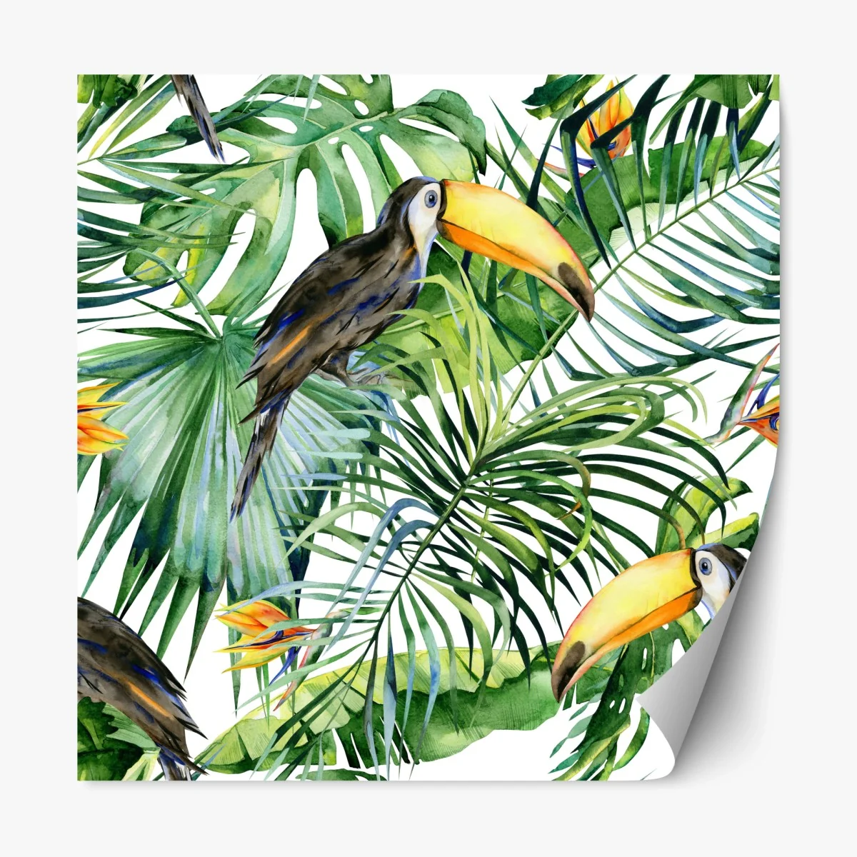 Sticker repositionnable toucans et feuillages tropicaux – Wallnifity® Sticker repositionnable toucans et feuillages tropicaux – Wallnifity®