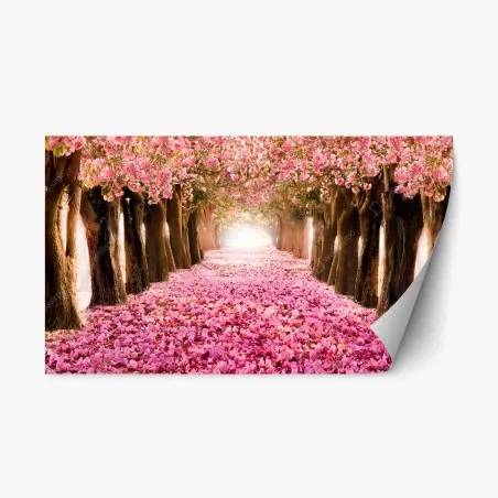 Sticker repositionnable allée de cerisiers en fleurs – Wallnifity®