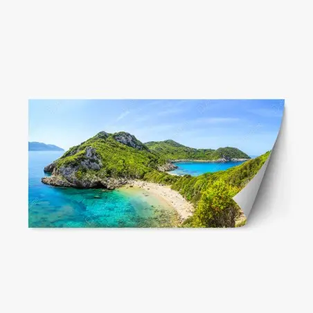 Sticker repositionnable crique turquoise ensoleillée – Wallnifity®