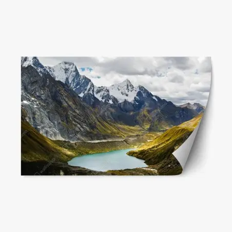 Sticker repositionnable panorama de lac glaciaire en montagne – Wallnifity®