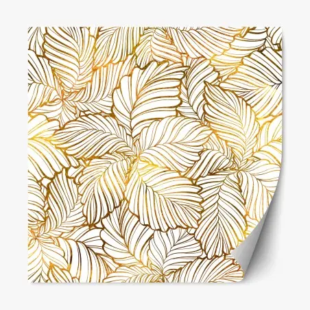 Sticker repositionnable motif feuilles tropicales dorées – Wallnifity®