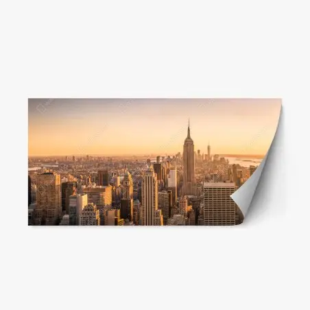 Sticker repositionnable panorama doré de New York au coucher du soleil – Wallnifity®