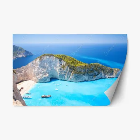 Sticker repositionnable panorama de Navagio, eaux turquoises de Zakynthos – Wallnifity®