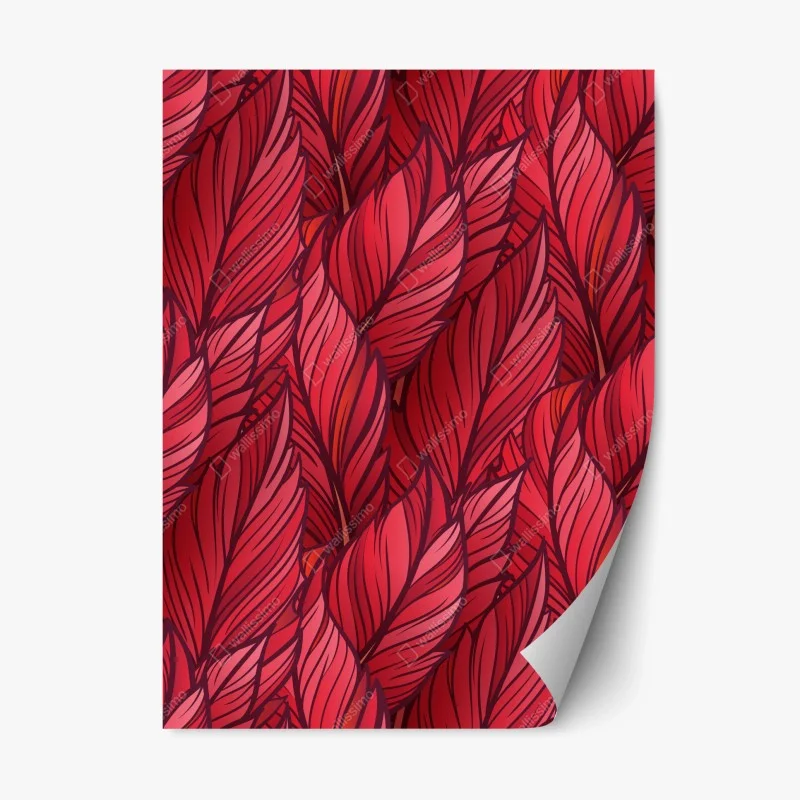 Sticker repositionnable motif de grandes feuilles rouges stylisées – Wallnifity®