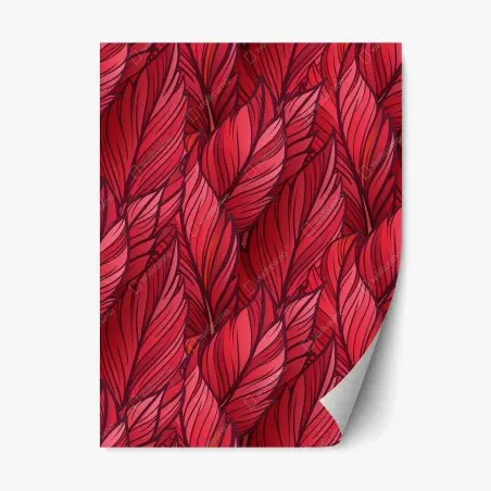 Sticker repositionnable motif de grandes feuilles rouges stylisées – Wallnifity®