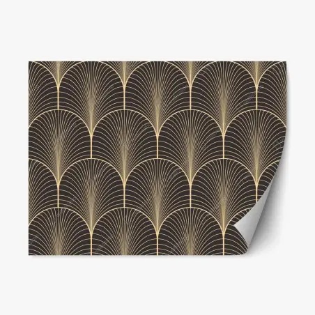 Sticker repositionnable motif art déco doré sur fond noir – Wallnifity®