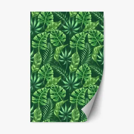 Sticker repositionnable motif tropical de feuilles vertes – Wallnifity®