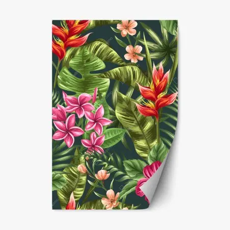 Sticker repositionnable paradis floral tropical en aquarelle – Wallnifity®