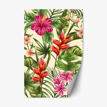 Sticker repositionnable motif tropical floral coloré – Wallnifity®