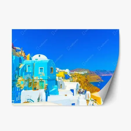 Sticker repositionnable vue picturale d'Oia à Santorin – Wallnifity®