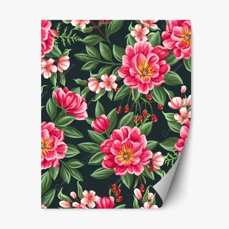 Sticker repositionnable motif floral aquarelle aux pivoines roses – Wallnifity®