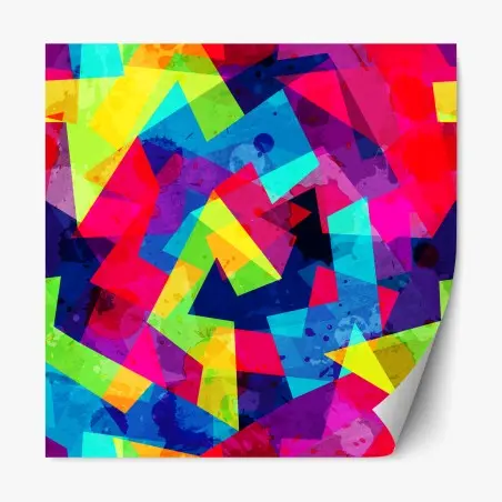 Sticker repositionnable explosion géométrique multicolore – Wallnifity®