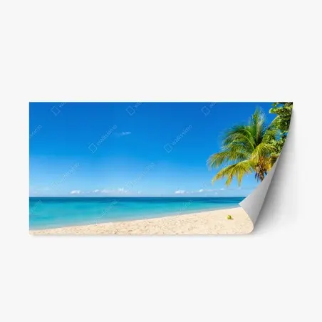 Sticker repositionnable plage tropicale aux eaux turquoises – Wallnifity®