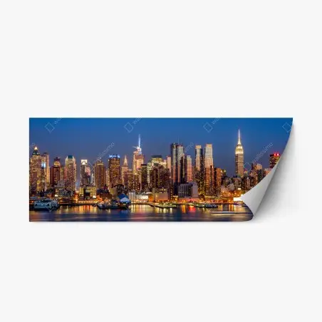 Sticker repositionnable horizon nocturne de New York illuminé – Wallnifity®