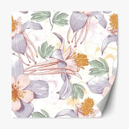 Sticker repositionnable motif floral pastel délicat pour décoration intérieure – Wallnifity®
