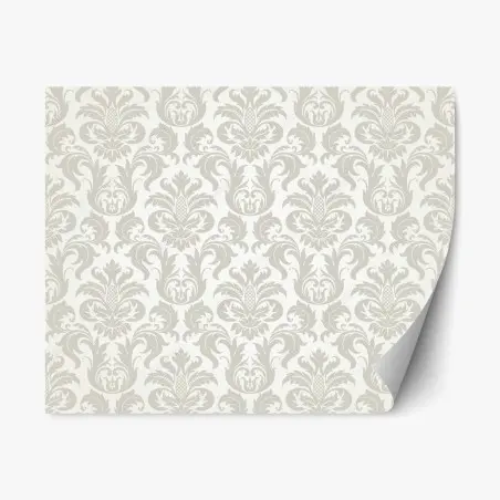 Sticker repositionnable motif damassé baroque beige et crème – Wallnifity®