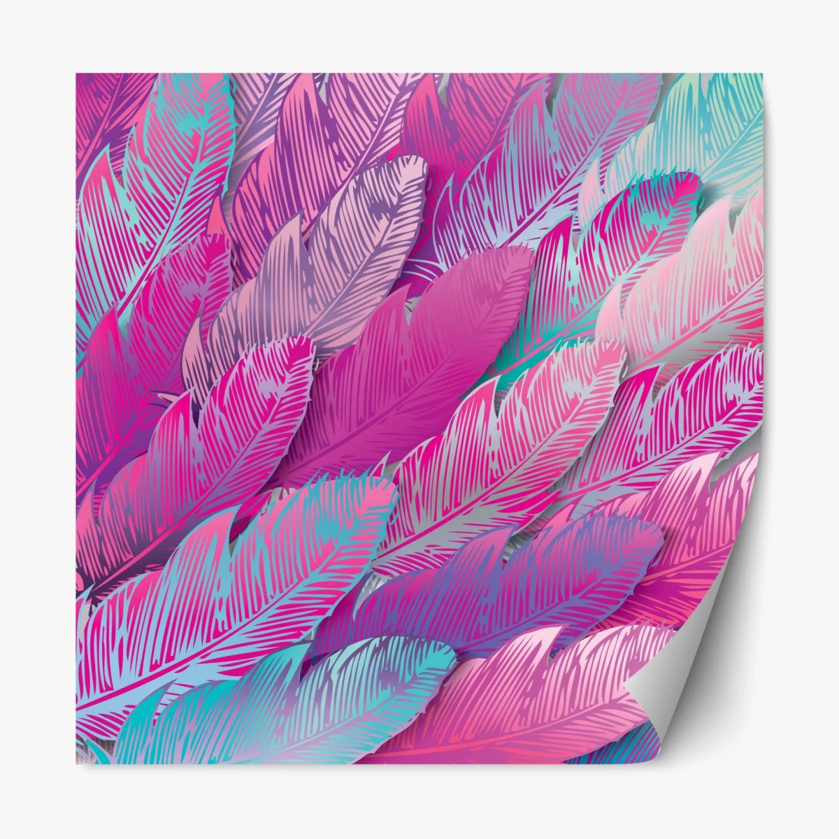 Sticker repositionnable motif plumes irisées rose et turquoise – Wallnifity® Sticker repositionnable motif plumes irisées rose et turquoise – Wallnifity®