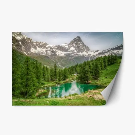 Sticker repositionnable lac bleu alpin de Cervinia – Wallnifity®