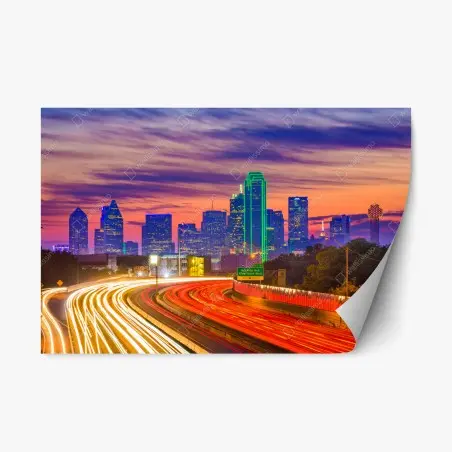 Sticker repositionnable ligne d'horizon de Dallas au crépuscule – Wallnifity®