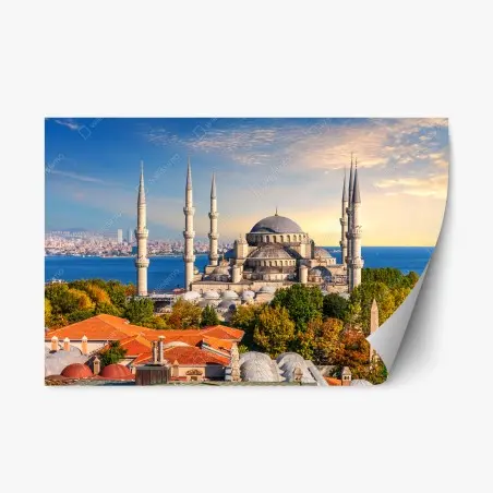 Sticker repositionnable panorama d'Istanbul avec mosquée historique – Wallnifity®