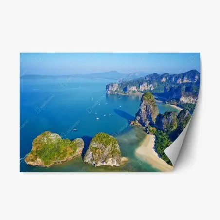 Sticker repositionnable vue aérienne d'îles tropicales et falaises – Wallnifity®